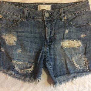 Garage Girlfriend Jeans Shorts Sz 00 Light Wash Distressed Destroyed 100% Cotton